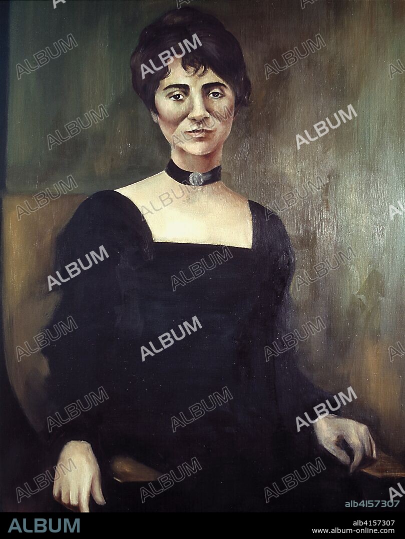 SOFÍA GANDARIAS. CASTRO, ROSALIA DE ESCRITORA ESPAÑOLA. SANTIAGO DE COMPOSTELA 1837-1885 OLEO DE SOFIA GANDARIAS.