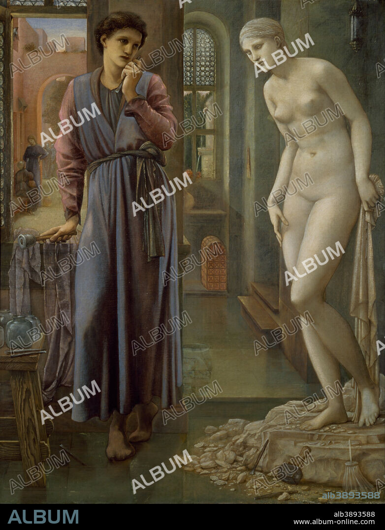 EDWARD BURNE-JONES. Pygmalion and the Image - The Hand Refrains. Date/Period: 1878. Painting. Oil on canvas. Width: 763 mm. Height: 987 mm.