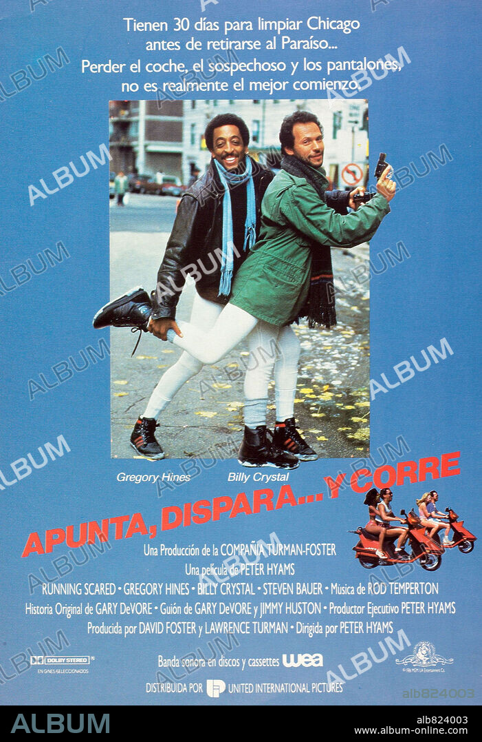 Poster de APUNTA, DISPARA Y CORRE, 1986 (RUNNING SCARED), dirigida por PETER HYAMS. Copyright M.G.M.
