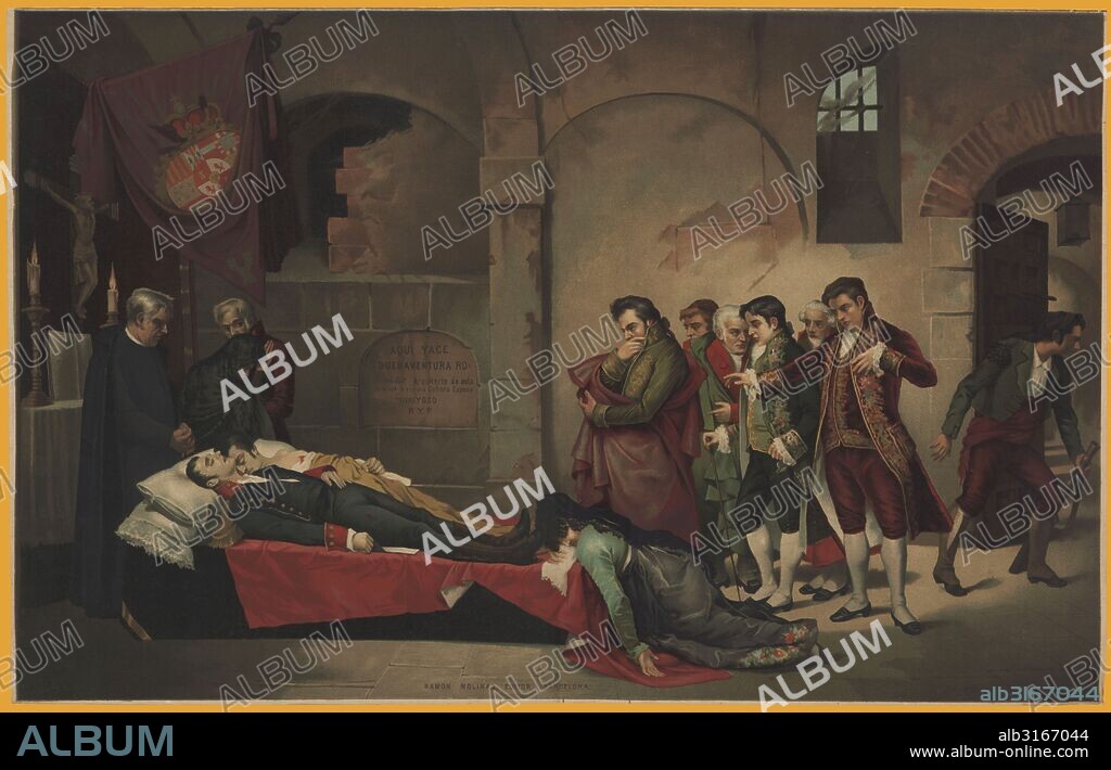 Madrid. Luis Daoiz Torres (1767-1808) y Pedro Velarde Santillán (1779-1808), militares españoles muertos durante el alzamiento del 2 de mayo de 1808 de la Guerra del Francés.  Grabado de 1900.