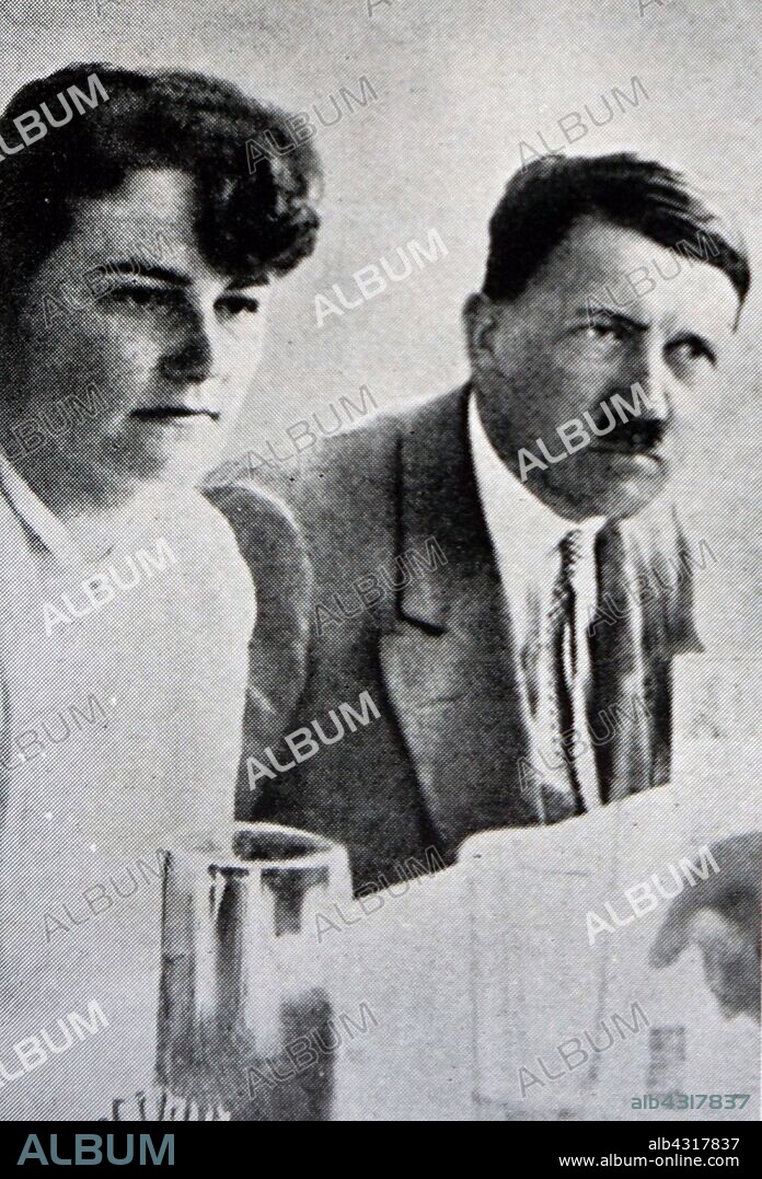 Adolf Hitler (1889 - 1945), leader of the Nazi Party with Angela Maria "Geli" Raubal (1908 - 1931), Adolf Hitler's half-niece. Born in Linz, Austria-Hungary, she was the second child and eldest daughter of Leo Raubal Sr. and Hitler's half-sister, Angela Raubal. Raubal lived in close contact to her uncle from 1925 until her presumed suicide in 1931.