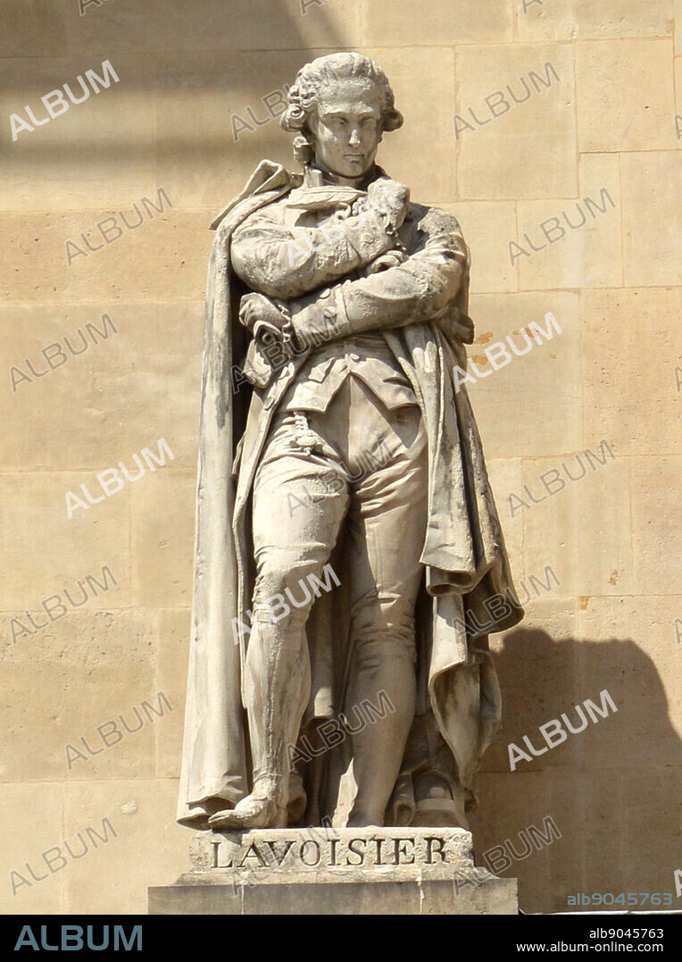 Marble statue of Antoine Lavoisier (1743-1794) a French nobleman and chemist central to the 18th century chemical revolution and a large influence on both the histories of chemistry and biology. Dated 18th century.