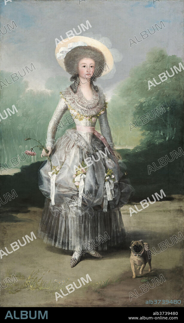 FRANCISCO DE GOYA. The Marquesa de Pontejos. Dated: c. 1786. Dimensions: overall: 210.3 x 127 cm (82 13/16 x 50 in.)  framed: 231.8 x 146.4 cm (91 1/4 x 57 5/8 in.). Medium: oil on canvas.