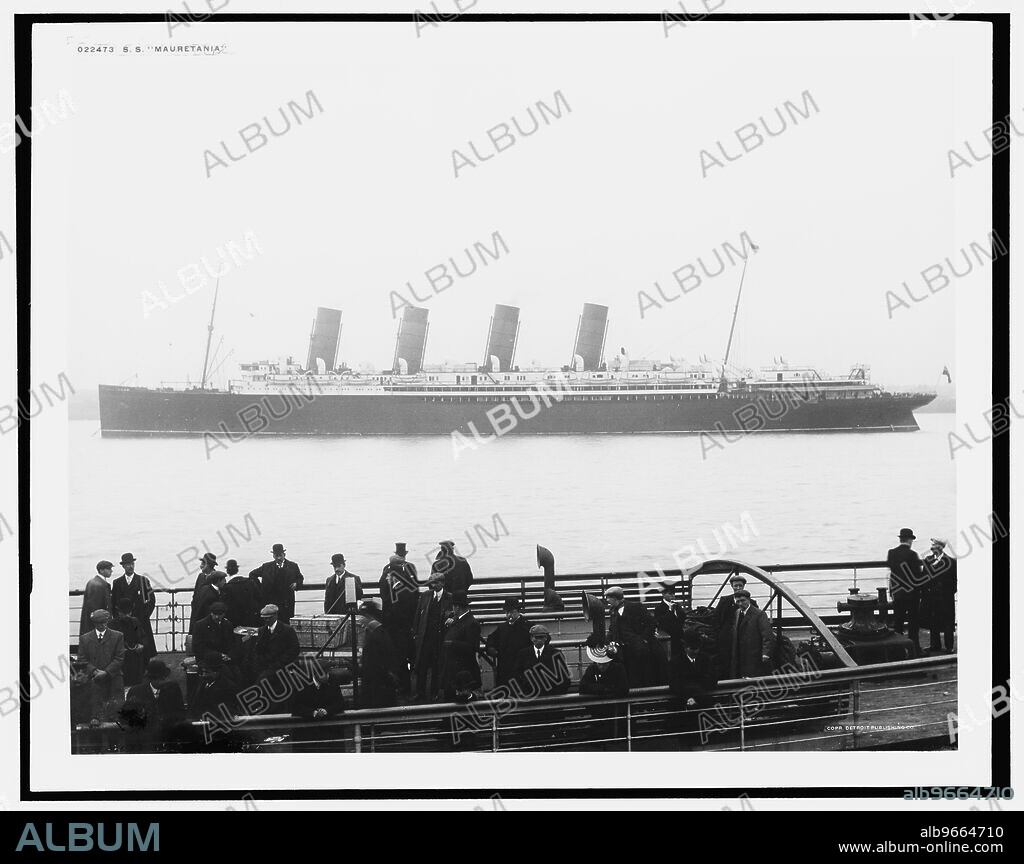 S.S. Mauretania, c1908. The RMS 'Mauretania' ocean liner was designed by Leonard Peskett and built by Wigham Richardson and Swan Hunter for the British Cunard Line, launched in 1906. She served as a troop ship carrying British soldiers during the Gallipoli campaign in the First World War.