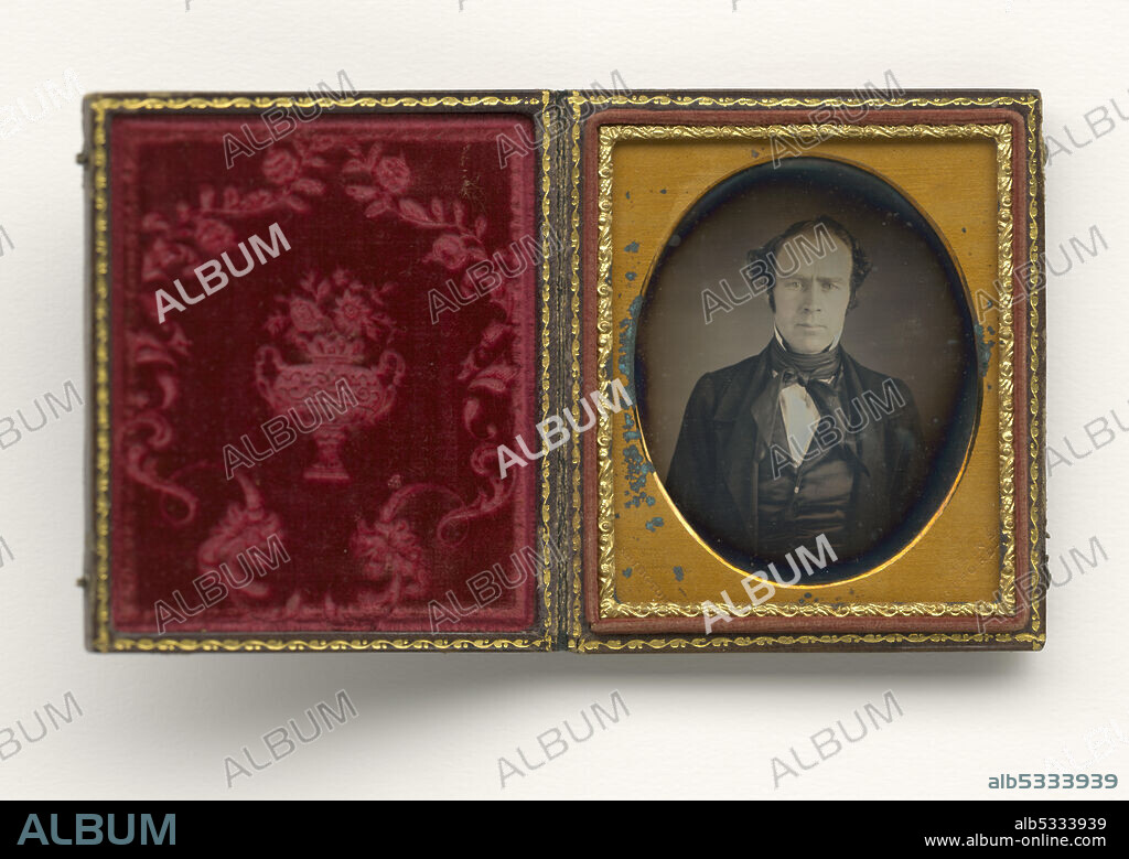 An unknown man wearing a jacket, vest, and tie. African-American photographer and daguerreotypist Augustus Washington (c. 1820-1875) was born in New Jersey as a free person of colour and immigrated to Liberia in 1852. He is one of the few African-American daguerreotypists whose career has been documented.
