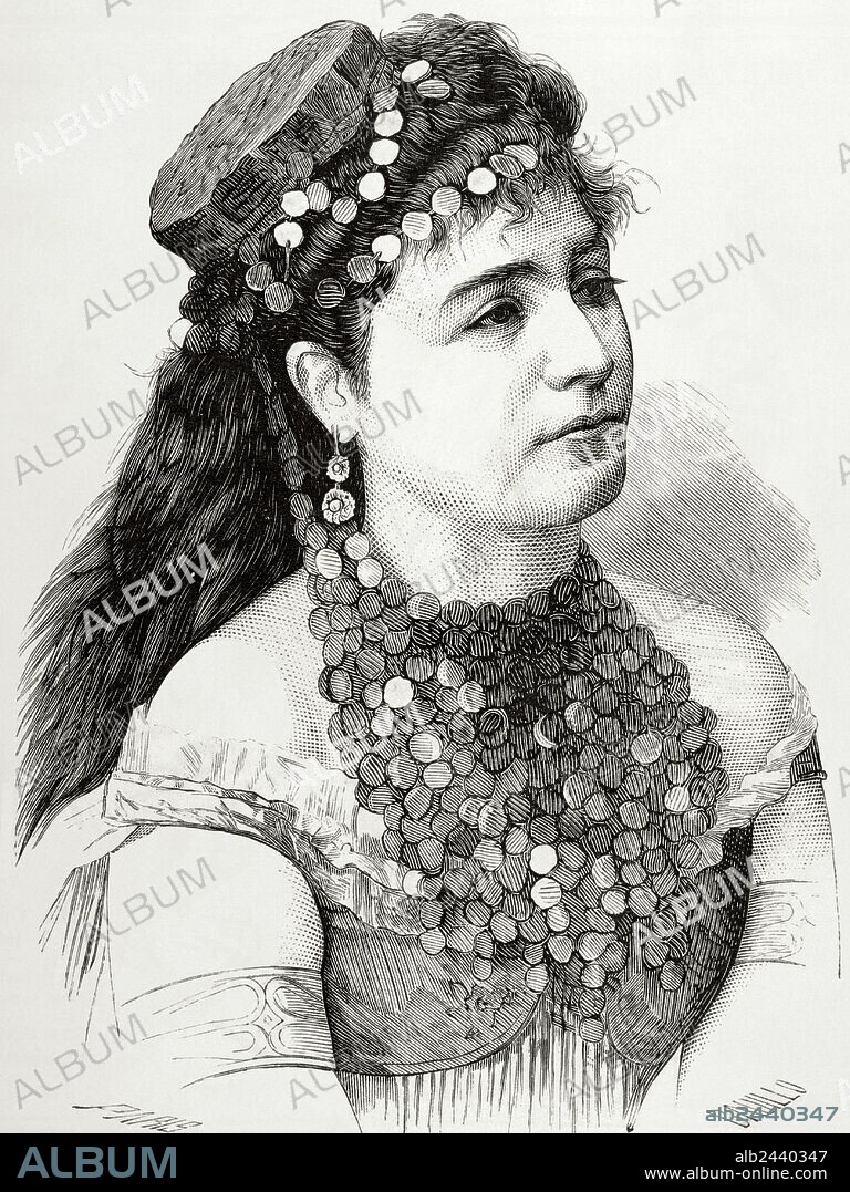 Rosa Mauri (1849/1950-1923). Bailarina española. Primera bailarina de la Ballet de la Opera de París desde 1878. Retrato. Grabado por Paris. "La Ilustración Española y Americana", 1875.