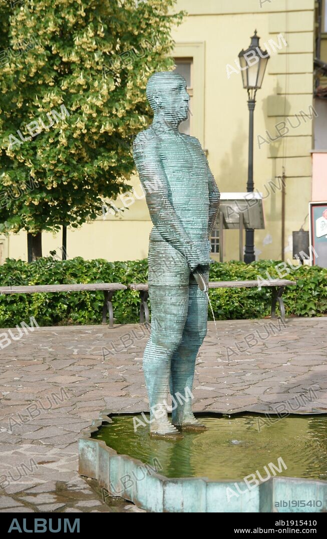 Czech Republic. Prague. Peeing Statues by Czech sculptor David Cerny (1967).