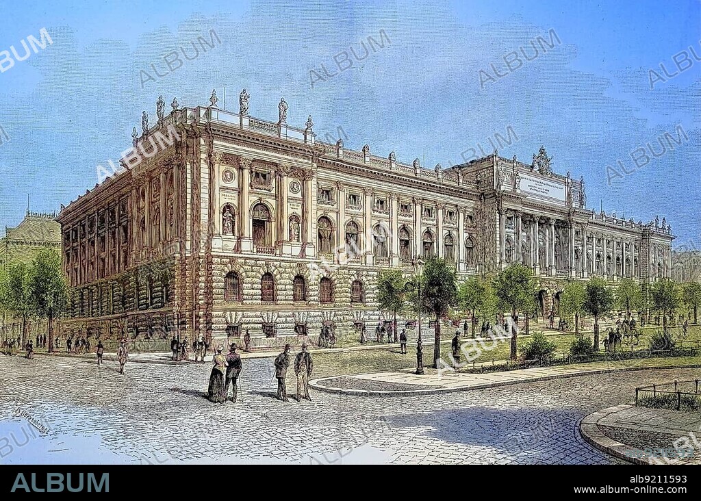 Building of the University Library in Leipzig, Germany, digitally restored reproduction of an original from the 19th century, exact original date not known