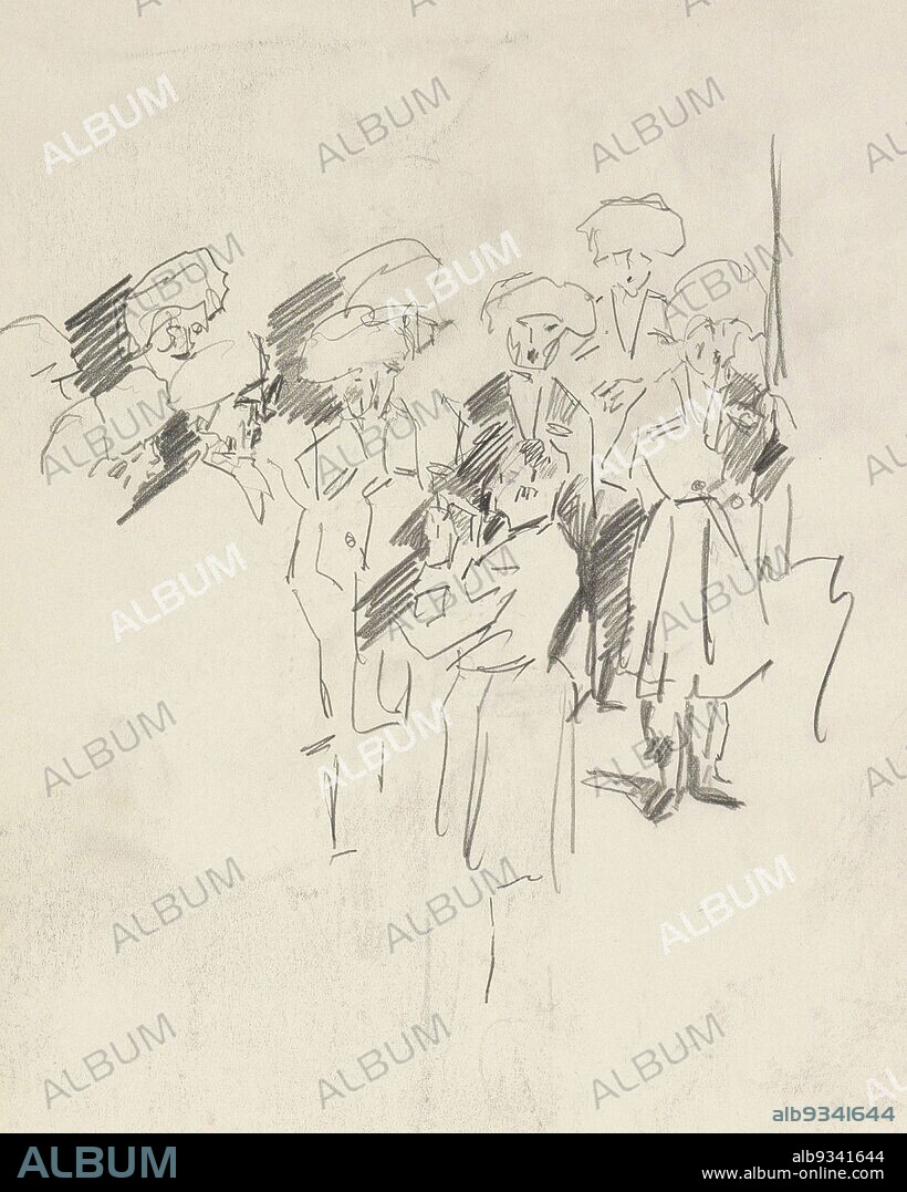 With conductor. Sheet 9 verso from sketchbook V with 33 sheets, Cossack choir., Isaac Israels, 1875 - 1934.
