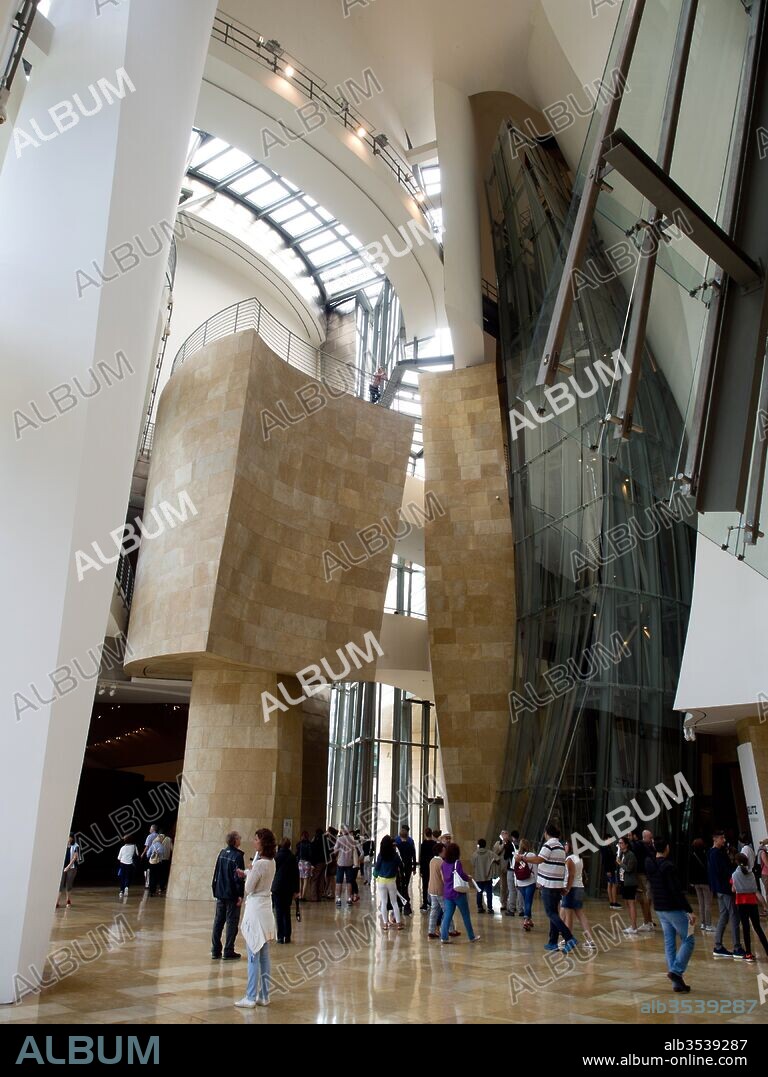 FRANK GEHRY. Interior of the Guggenheim Museum, 1992-1997, Bilbao, Vizcaya, Basque Country, Spain.