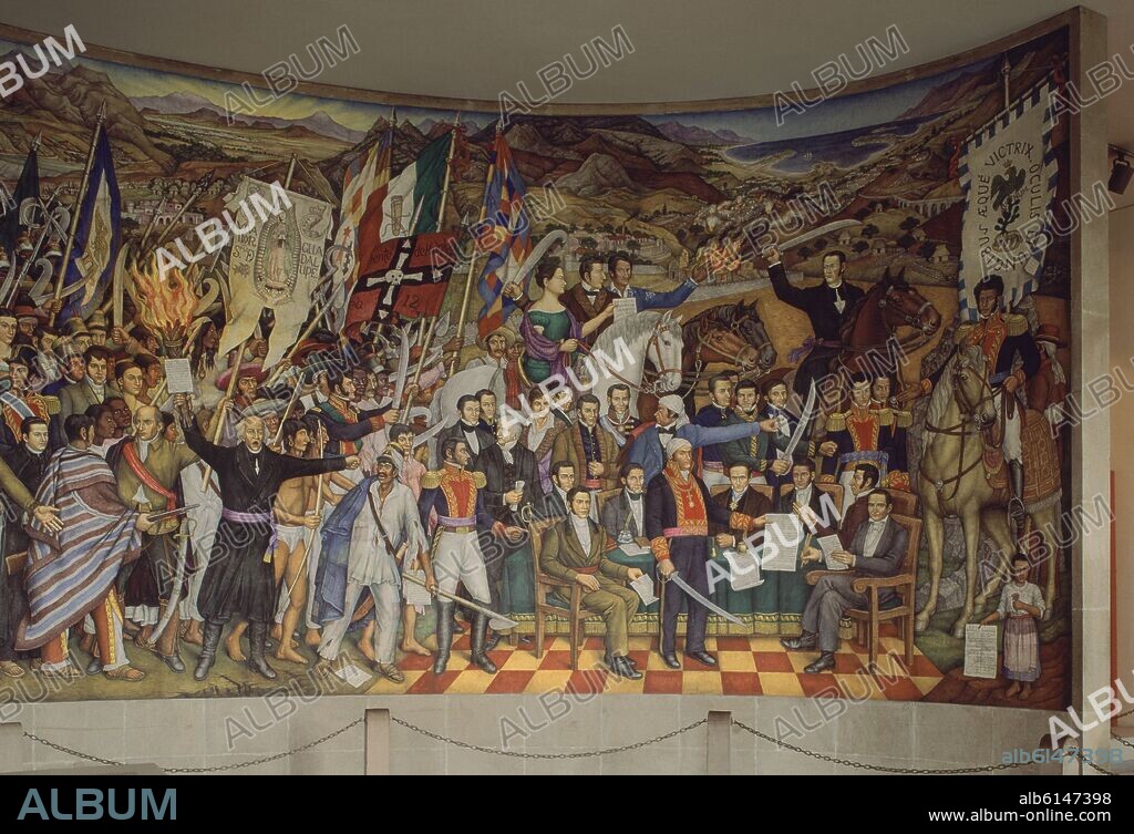 JUAN OGORMAN / JUAN O GORMAN (1905-1982). RETABLO DE LA INDEPENDENCIA DE MEXICO - FRESCO REALIZADO ENTRE 1960 Y 1961.