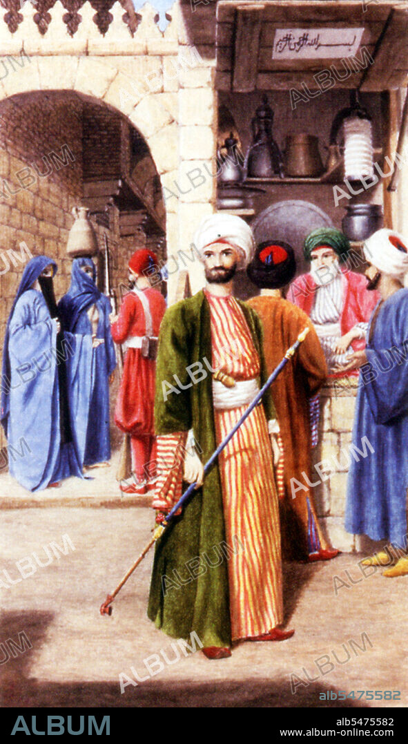 Edward William Lane (1801-76) was a British Orientalist, translator and Arabic scholar who lived in Ottoman Cairo from 1825-28. So fascinated was he with Egypt, he dressed as an Ottoman Turk and spent much time sketching the backstreets of Cairo. Upon his return to England he translated the novel 'Arabian Nights' ['1001 nights'] and 'Selections from the Qur'an'.