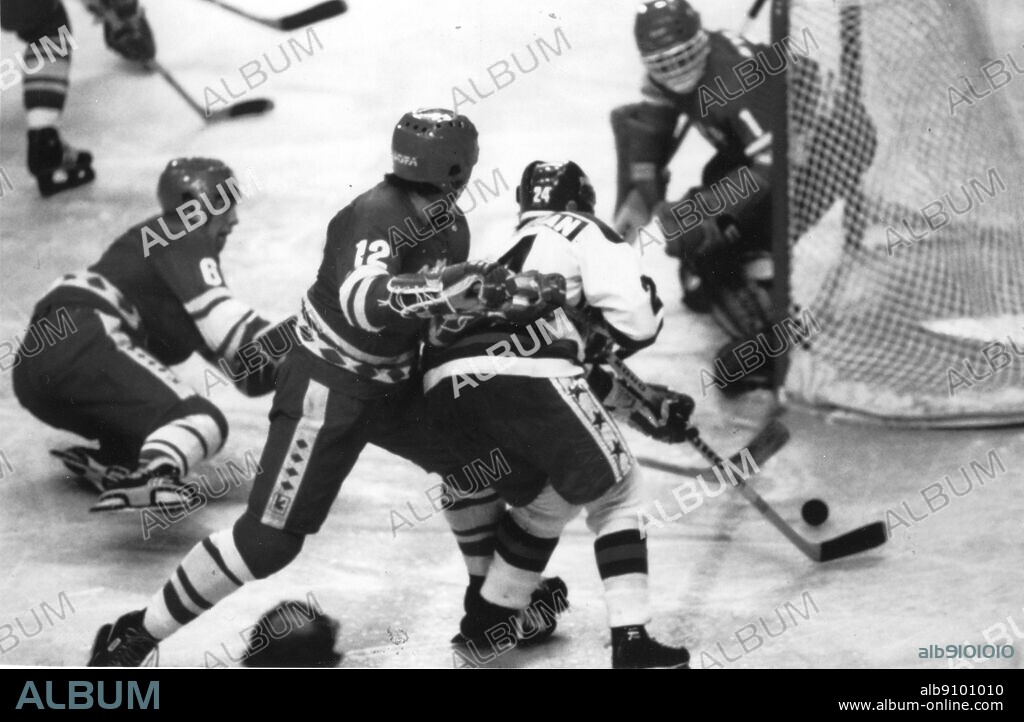 1980 Winter Olympics - Lake Placid, USA. Ice Hockey - USA vs USSR. The ice hockey match that set the USA on its way to winning the gold medal.. 22 February 1980.
