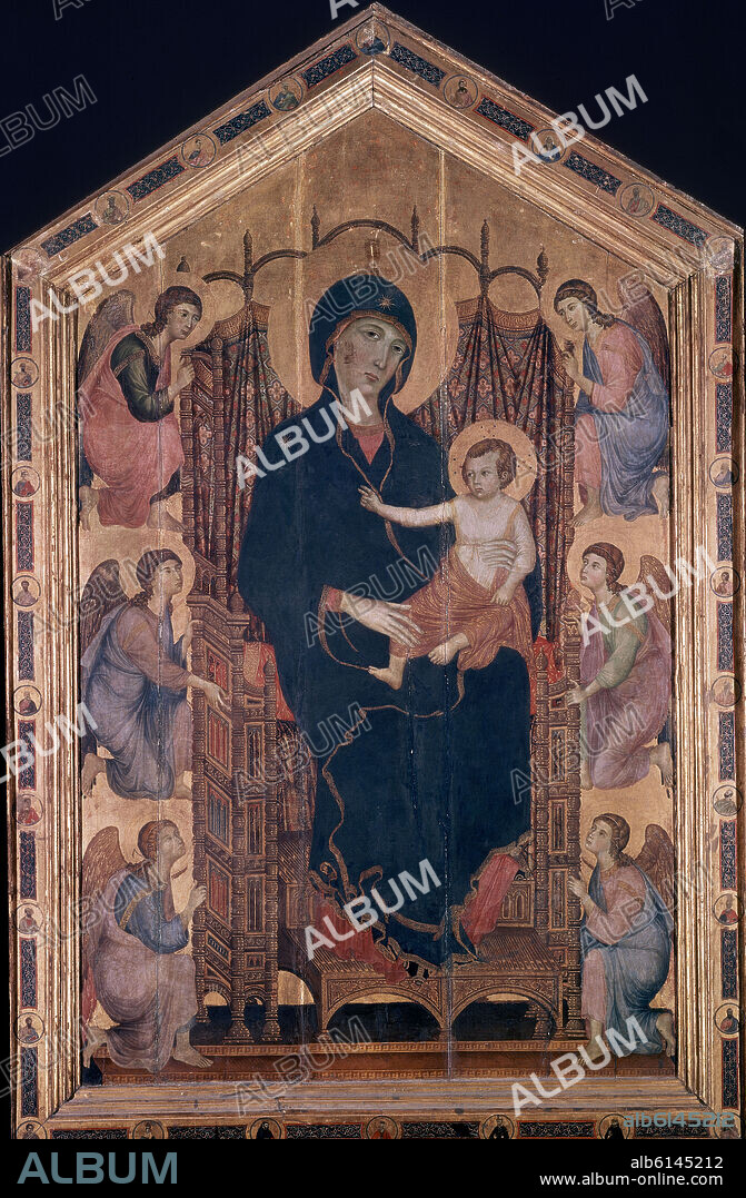 DUCCIO DI BUONINSEGNA (1255-1319). MADONNA RUCELLAI - ENCARGADA EN 1285 PARA SANTA MARIA NOVELLA DE FLORENCIA - GOTICO INTERNACIONAL.