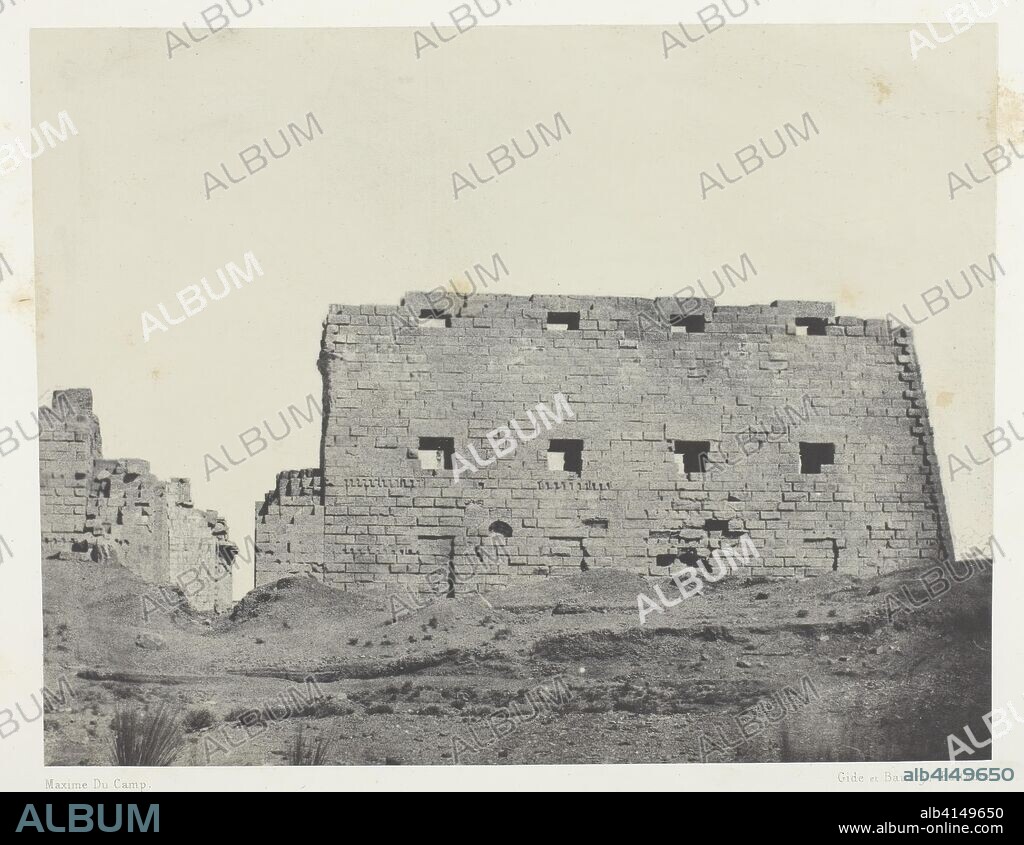 Palais de Karnak, Grands Pylones du Sud-Ouest; Thèbes. Maxime Du Camp; French, 1822-1894. Date: 1849-1851. Dimensions: 16 × 20.7 cm (image/paper); 29.8 × 42.8 cm (album page). Salted paper print, plate 36 from the album "Egypte, Nubie, Palestine et Syrie" (1852). Origin: France.