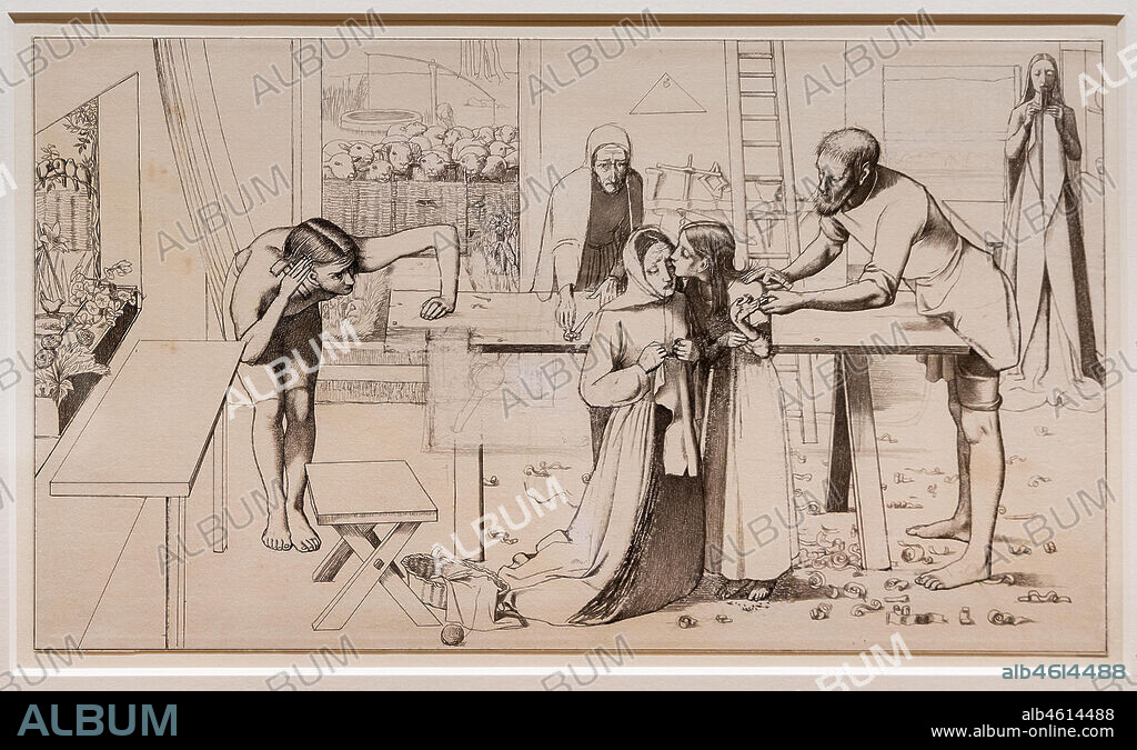 Study for "Christ in the house of his Parents", (1849) by John Everett Millais (1829 - 96); graphite on paper.