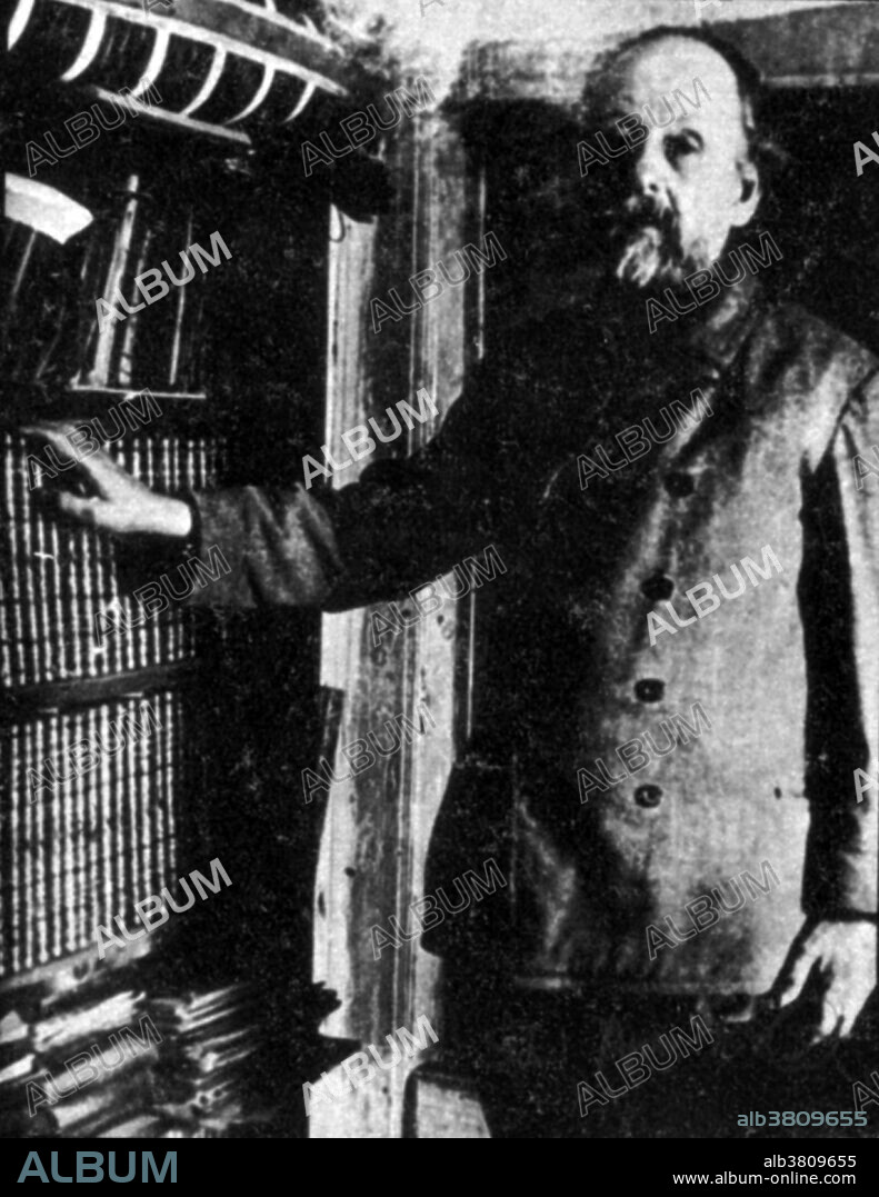 Portrait of Tsiolkovsky taken in 1934. Konstantin Eduardovich Tsiolkovsky (September 17, 1857 - September 19, 1935) was a Russian Soviet rocket scientist and pioneer of the astronautic theory. He is considered to be one of the founding fathers of rocketry and astronautics. He published works on space travel, designs for rockets with steering thrusters, multi-stage boosters, space stations, airlocks for exiting a spaceship into the vacuum of space, and closed cycle biological systems to provide food and oxygen for space colonies. He championed the idea of the diversity of life in the universe, and was the first theorist and advocate of human space exploration. He never built a working rocket, but his work was highly influential in the development of Soviet rocket and space technology. He supported the Bolshevik Revolution, and the new Soviet government eagerly promoted science and technology. In 1918 he was elected as a member of the Socialist Academy, and in 1921 received a lifetime pension. He spent most of his life in a log house on the outskirts of Kaluga, about 120 miles southwest of Moscow. A recluse by nature, he appeared strange and bizarre to his fellow townsfolk. He died in 1935 at the age of 78.