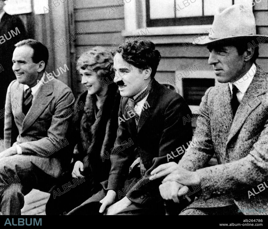 CHARLIE CHAPLIN, D. W. GRIFFITH, DOUGLAS FAIRBANKS and MARY PICKFORD.