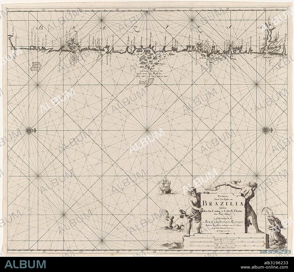 Sea map of part of the coast of Brazil, Jan Luyken, Claes Jansz Voogt, Johannes van Keulen I, 1683-1799.