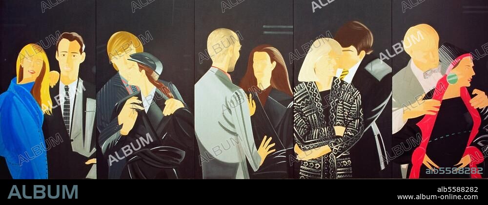 ALEX KATZ. Katz, Alex geb. 1927. "Pas de Deux", 1983. Öl auf Leinwand, 5 Teile, je 335,3 × 185 cm. Geschenk von Paul J.Schupf zu Ehren von Hugh J. Gourley III., Waterville, Colby College Museum of Art.