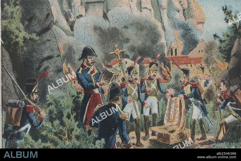 Guerra de la independencia. Año 1808. Saqueo e incendio de Montserrat en julio de 1812.