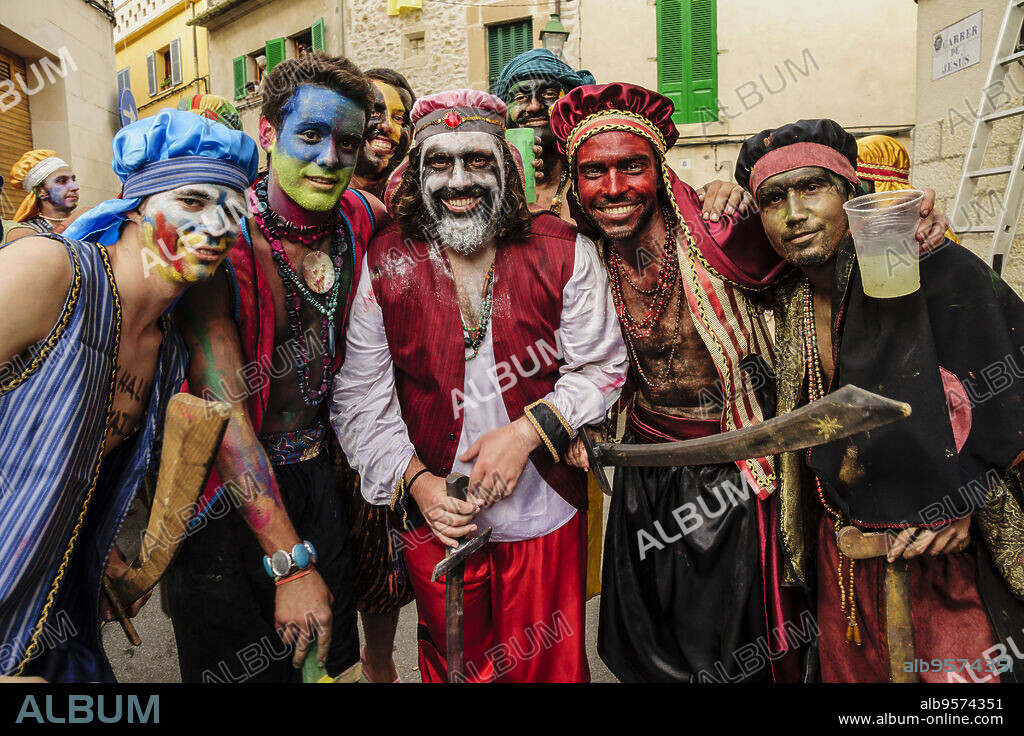 Prelude to the battle. Moors and Christians. Pollensa. Tramuntana mountains. Majorca. Balearic Islands. Spain.