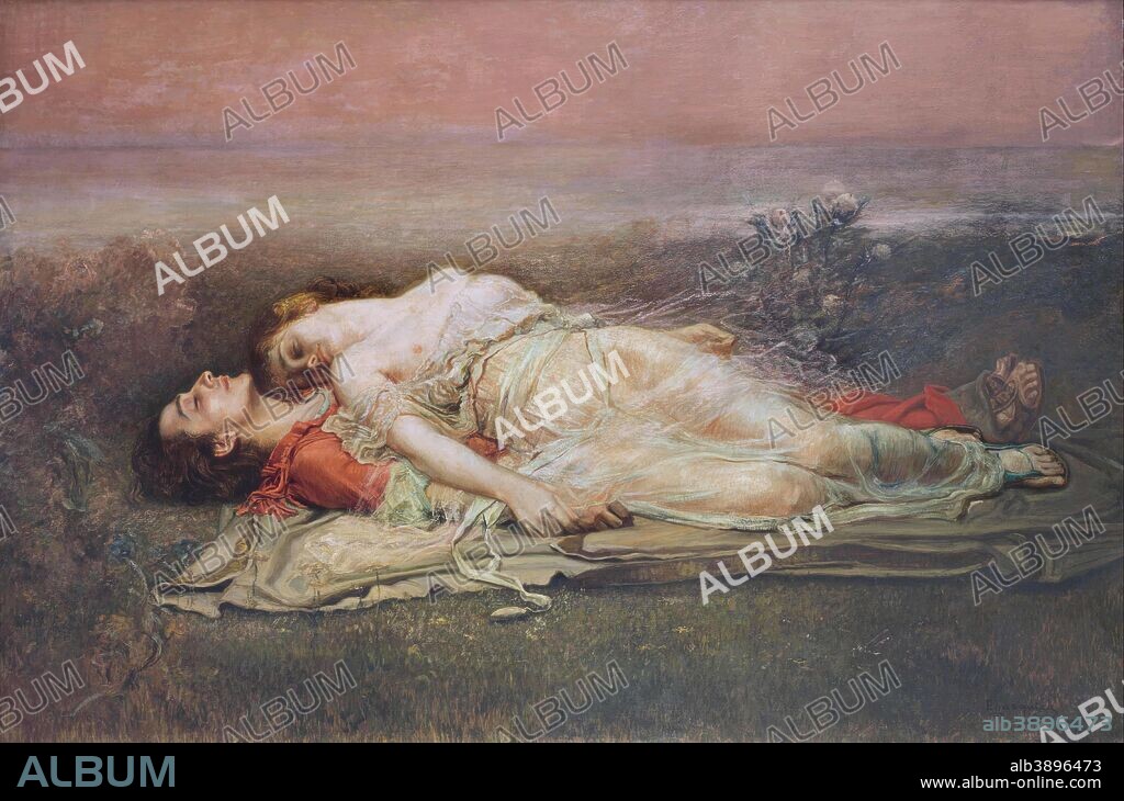 ROGELIO DE EGUSQUIZA. Tristán e Isolda (La muerte) / Tristan and Iseult (Death). Date/Period: 1910. Painting. Oil on canvas. Height: 160 cm (62.9 in); Width: 240 cm (94.4 in).