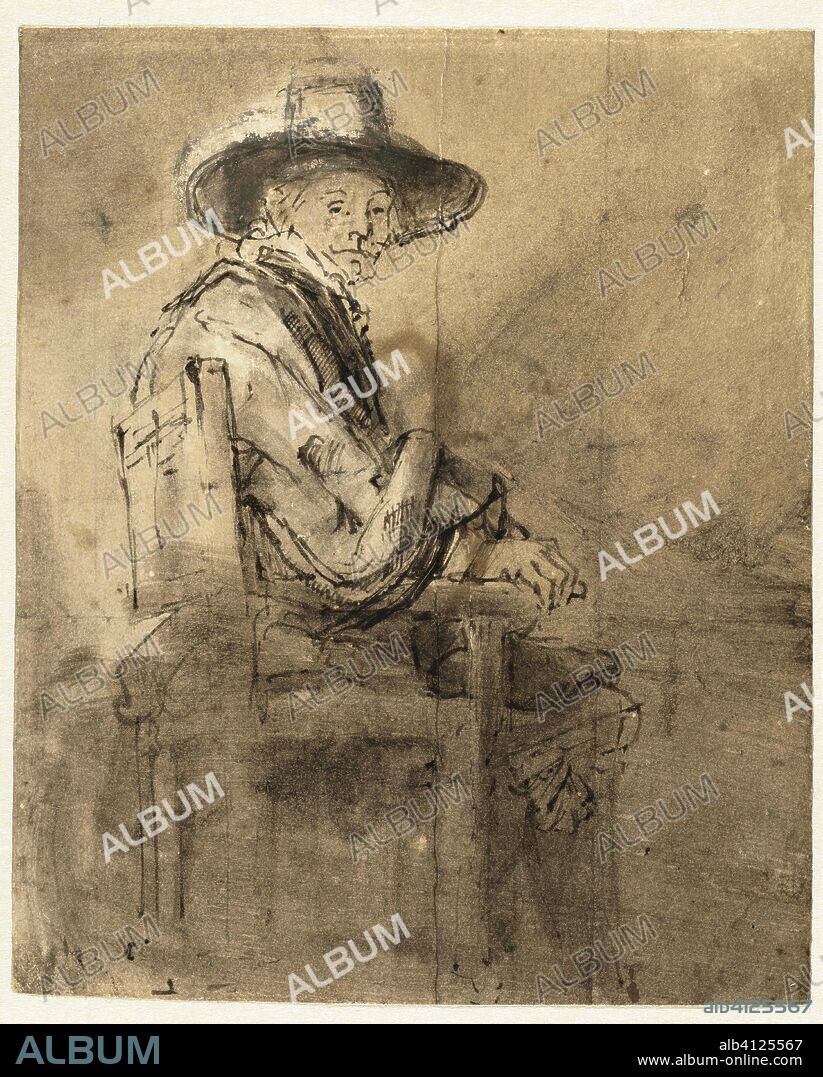 Seated Syndic: Jacob van Loon. Study of the Syndic of the Drapers' Guild Jacob van Loon, Seated. Draughtsman: Rembrandt van Rijn. Dating: c. 1661 - c. 1662. Place: Amsterdam. Measurements: h 195 mm × w 160 mm.