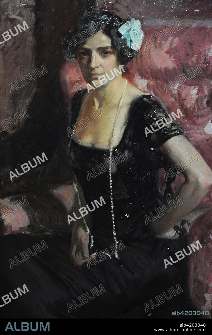 Joaquín Sorolla y Bastida (1863-1923). Pintor español. Clotilde con traje de noche, 1910. Oleo sobre lienzo. Detalle. Museo Sorolla. Madrid. España.