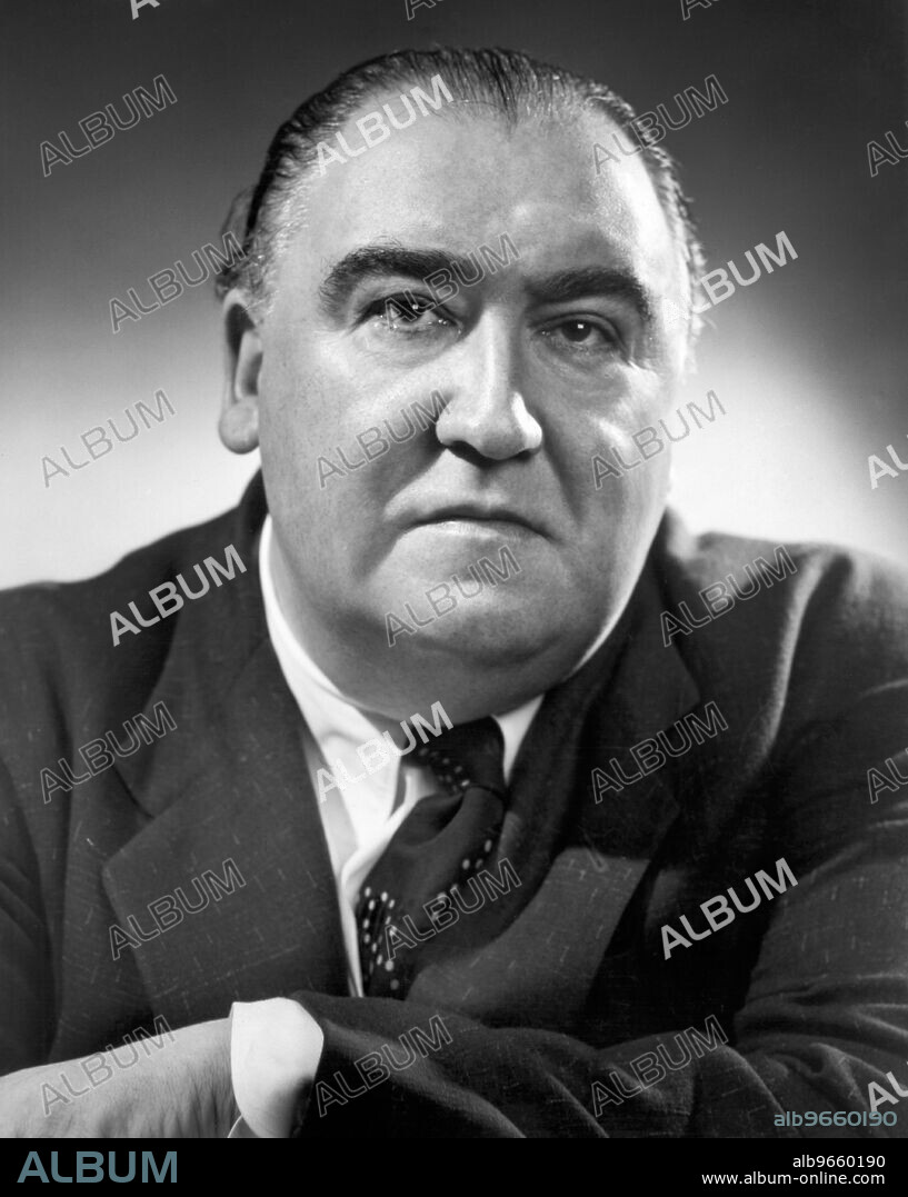 Francis L. Sullivan, Publicity Portrait for the Broadway Play, "Witness for the Prosecution", Henry Miller's Theatre, New York City, New York, USA, 1956.