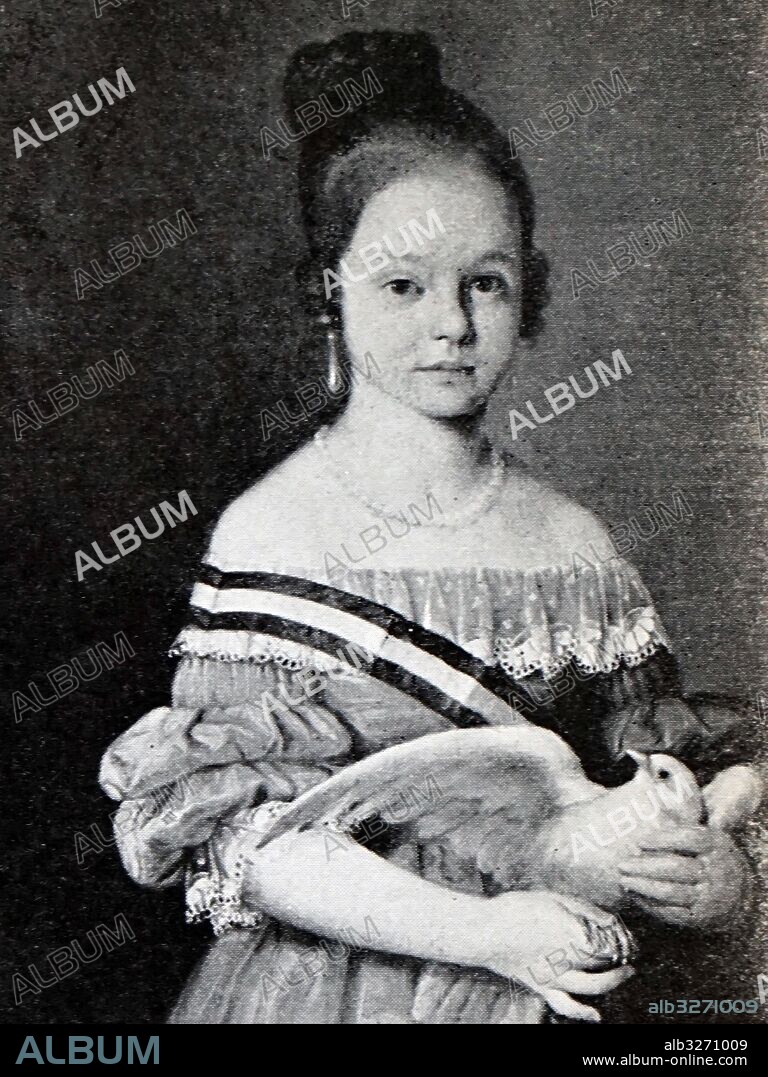 Portrait of Maria Christina of the Two Sicilies (1806-1878) Queen consort of Spain and Regent of Spain. Dated 19th Century.