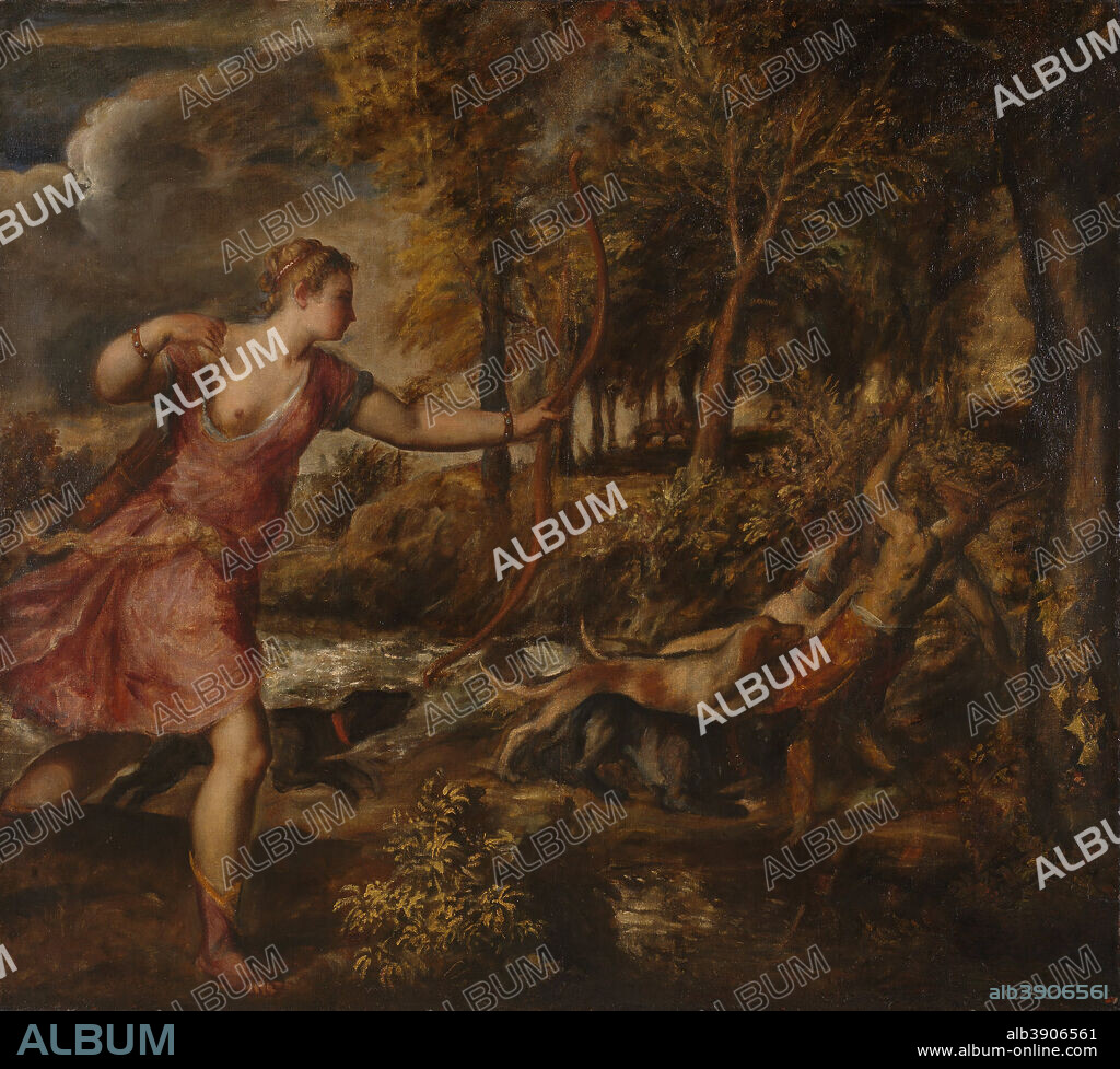 TITIAN. The Death of Actaeon. Date/Period: 1559. Painting. Oil on canvas. Height: 178.8 cm (70.3 in); Width: 197.8 cm (77.8 in).