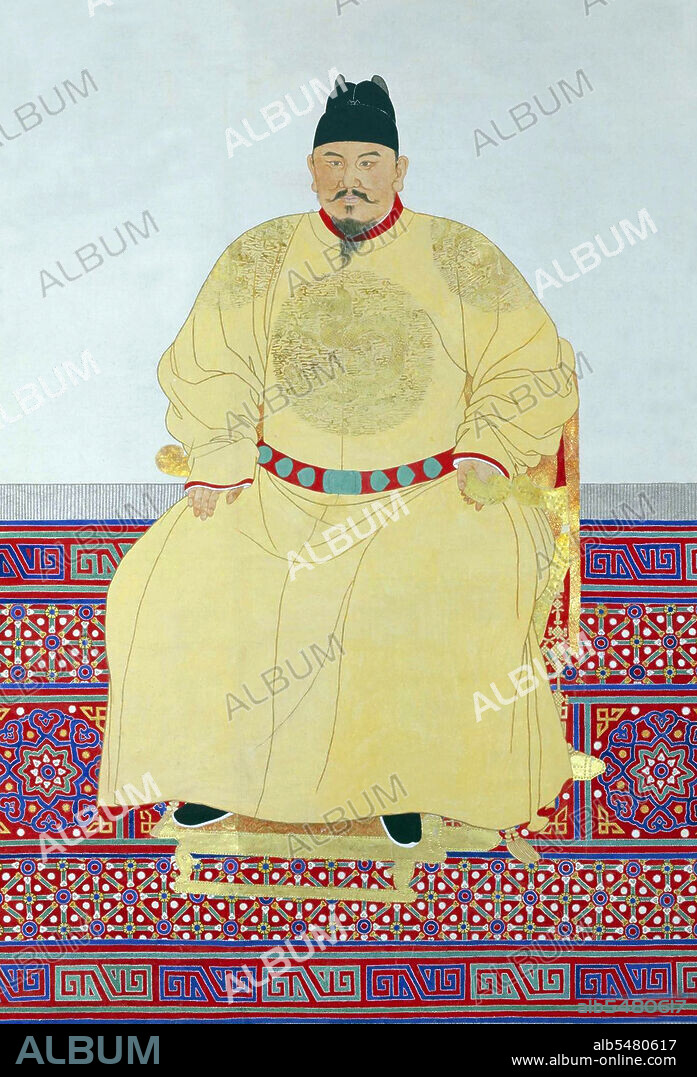 Emperor Hongwu, 1st ruler of the Ming Dynasty (r. 1368-1398). Personal Name: Zhu Yuanzhang, Zhu Yuánzhang. Posthumous Name: Gaodi, Gaodì. Temple Name: Taizu, Tàizu. Reign Name: Ming Hongwu, Ming Hóngwu. The Hongwu Emperor was the founder and first emperor (1368–98) of the Ming Dynasty of China. His era name, Hongwu, means 'vastly martial'. In the middle of the 14th century, with famine, plagues and peasant revolts sweeping across China, Zhu became a leader of an army that conquered China, ending the Yuan Dynasty and forcing the Mongols to retreat to the Mongolian steppes. With his seizure of the Yuan capital (present-day Beijing), he claimed the Mandate of Heaven and established the Ming Dynasty in 1368.
