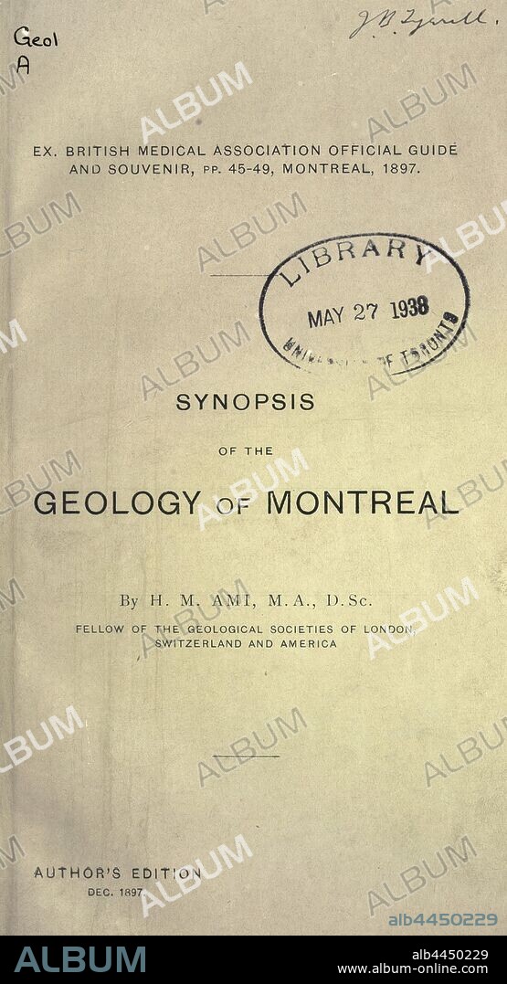 Synopsis of the geology of Montreal : Ami, Henry M. (Henry Marc), 1858-1931.