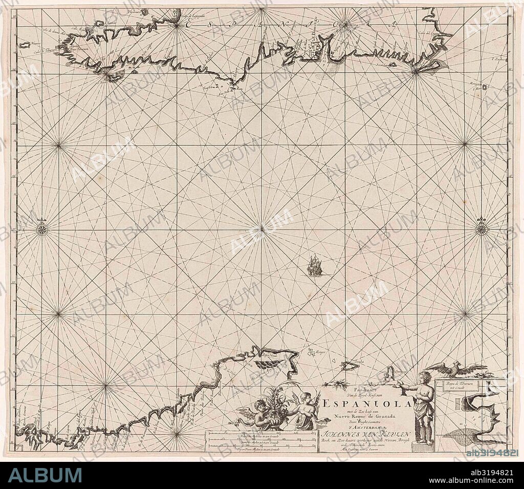 Sea chart of Haiti, the Dominican Republic, Venezuela and Curacao and Aruba.