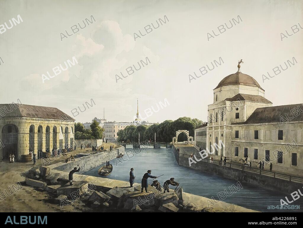 ANDREY MARTYNOV. '"The View of the Moika River from the Imperial Stables"'. Series "Views of St Petersburg". Russia, 1809. Dimensions: 60x86 cm.
