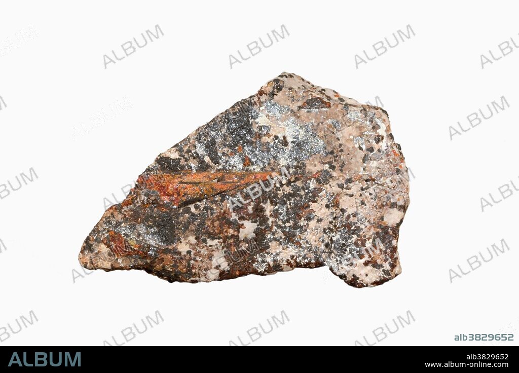 Red Zincite in rock matrix from Franklin, New Jersey, USA.