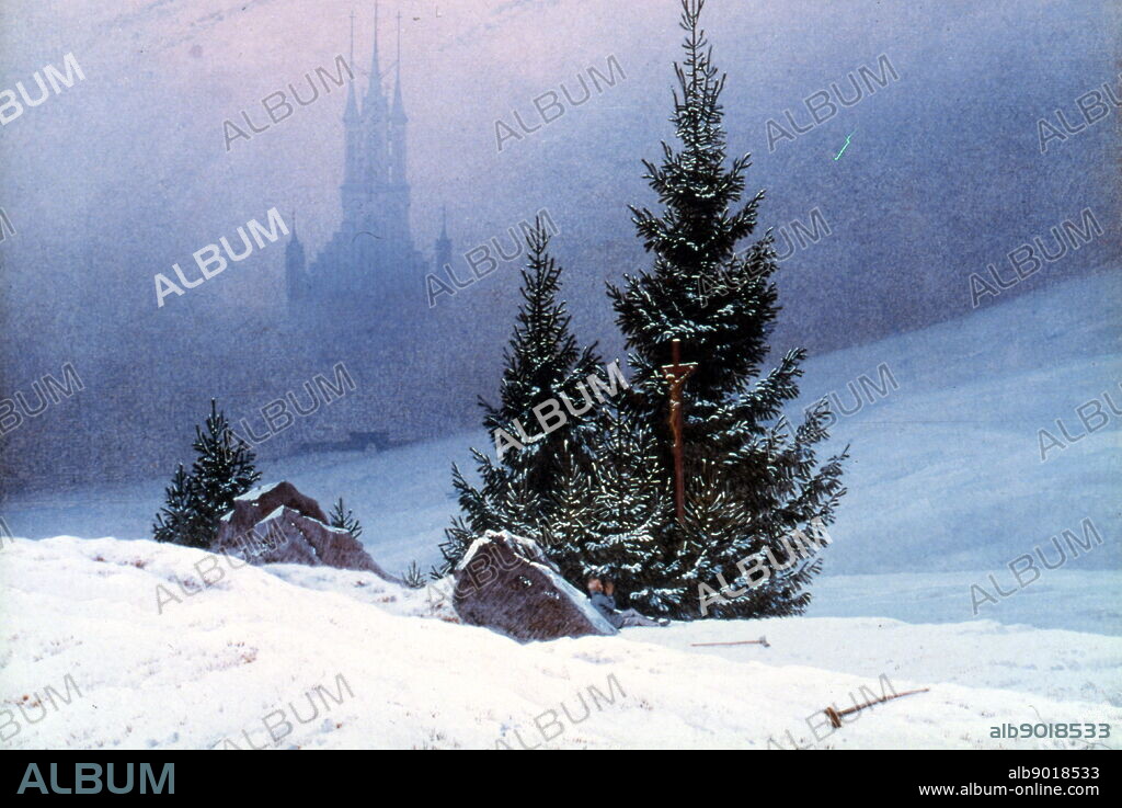 Winter Landscape', probably 1811 by Caspar David Friedrich, 1774-1840. Oil on canvas., 19th-century German Romantic landscape painter.