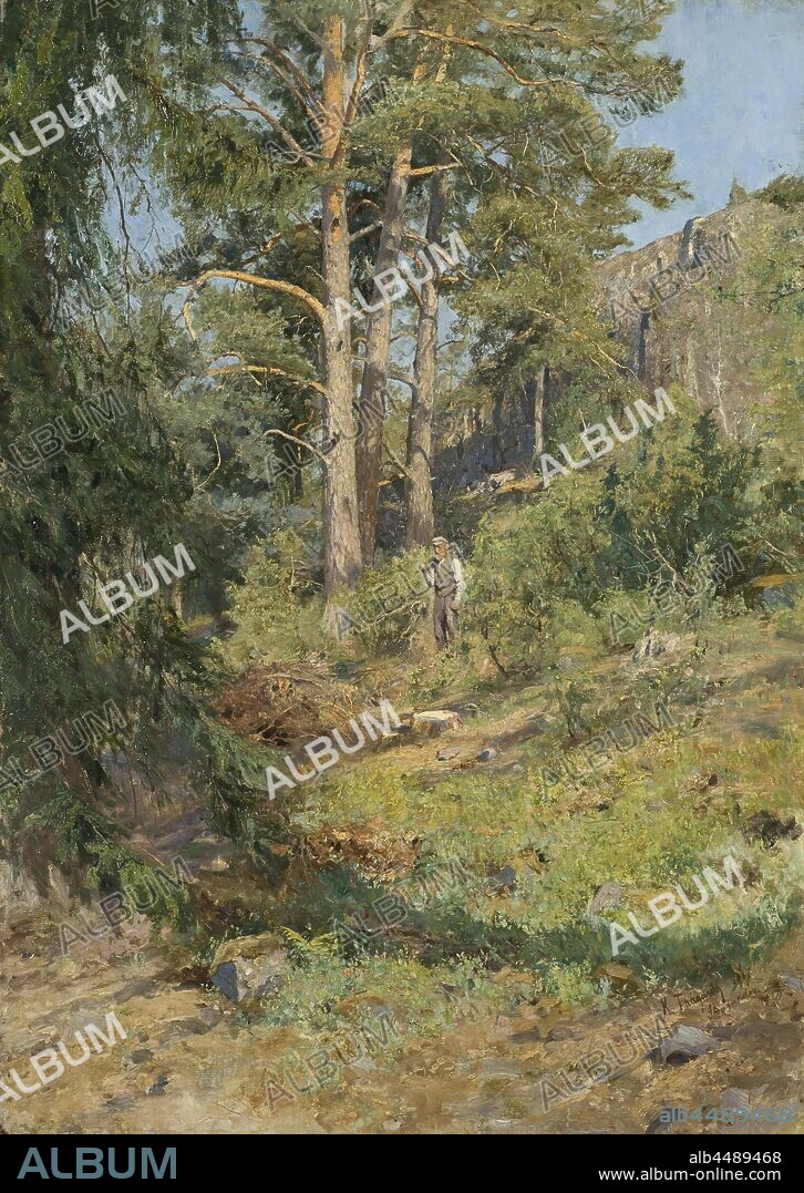 Carl Trägårdh, Pine Forest Skutudden, Coniferous forest, Skutudden, painting, 1887, oil on canvas, Height, 127.5 cm (50.1 inch), Width, 90 cm (35.4 inch), Signed, K. Trägårdh 1887, lower right corner.