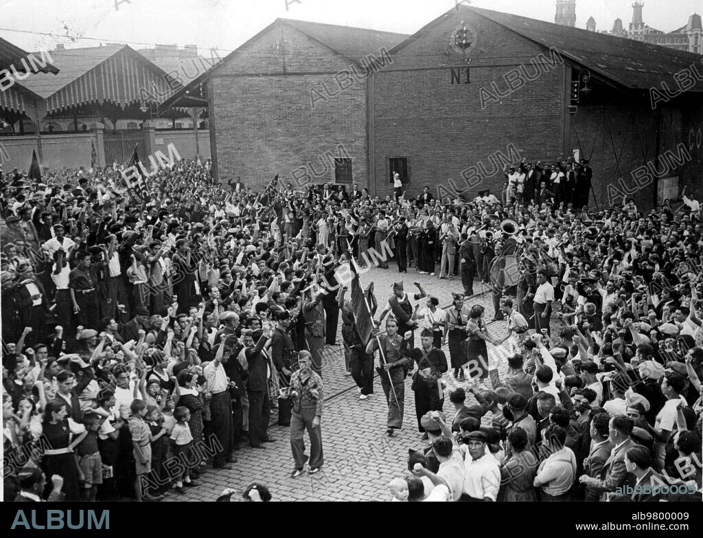 August 1936. Arrival at the port of Barcelona of the Catalan Militias that form the occupation column of Mallorca.