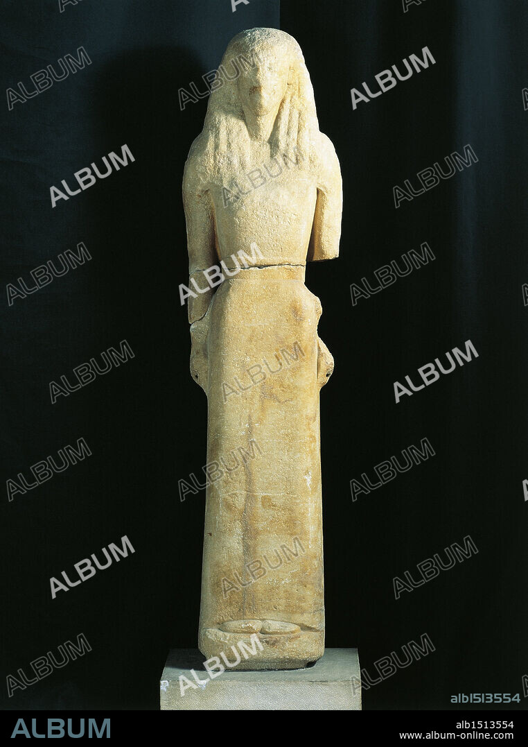 Greek civilization, 7th century b.C. Statue of Artemis or Kore Micandre. From the Artemision of Delos.