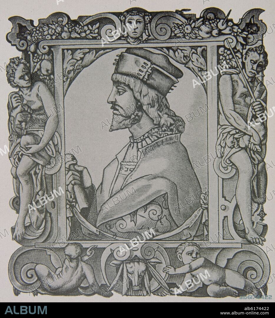 PAOLO GIOVIO. GRABADO"ELOGIA VIRORUM ILLUSTRIUM"-RETRATO DE CESAR BORGIA, HERMANO DE LUCRECIA.