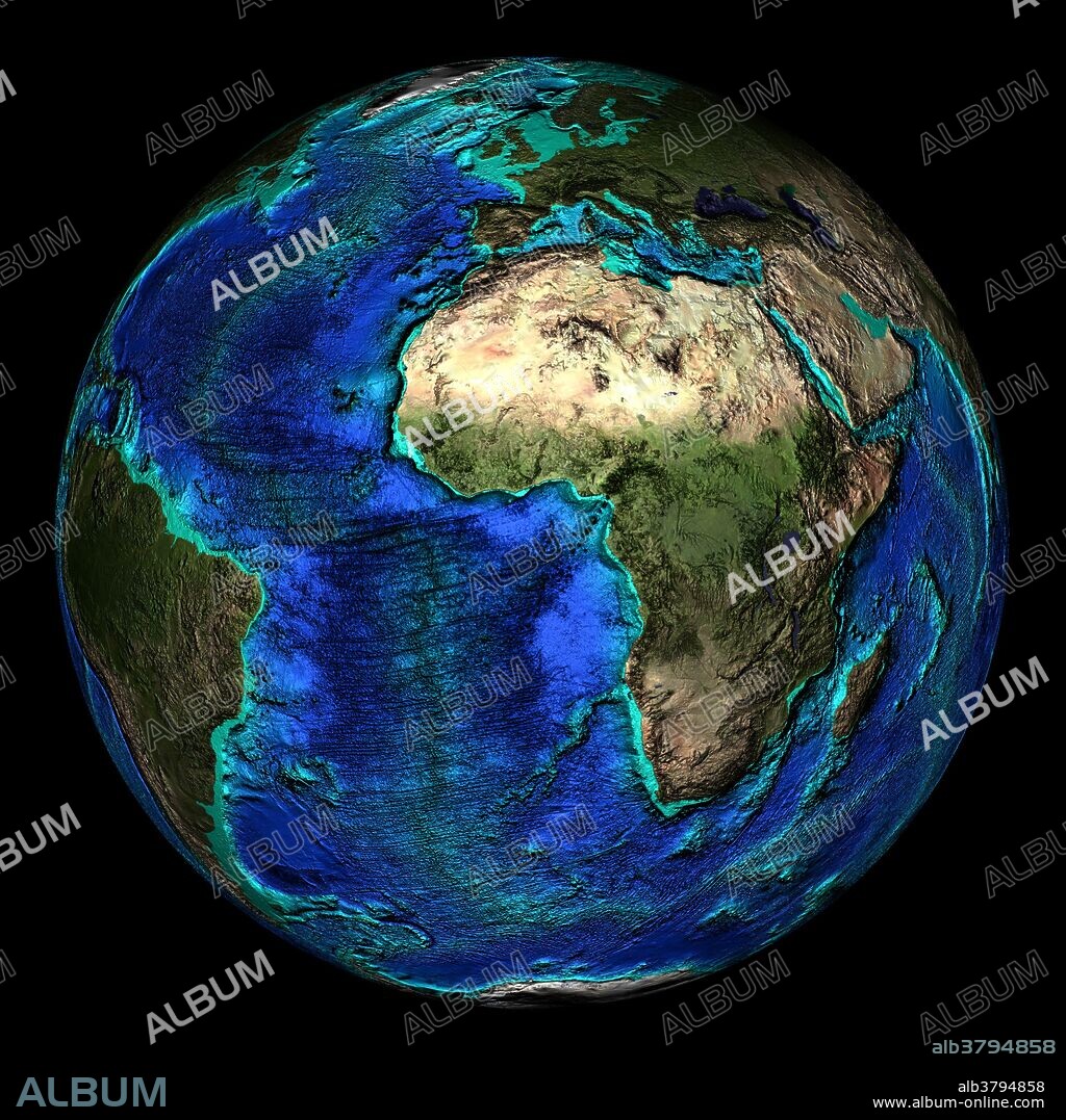 Topographical Map of Coordinates 0 N, 0 E