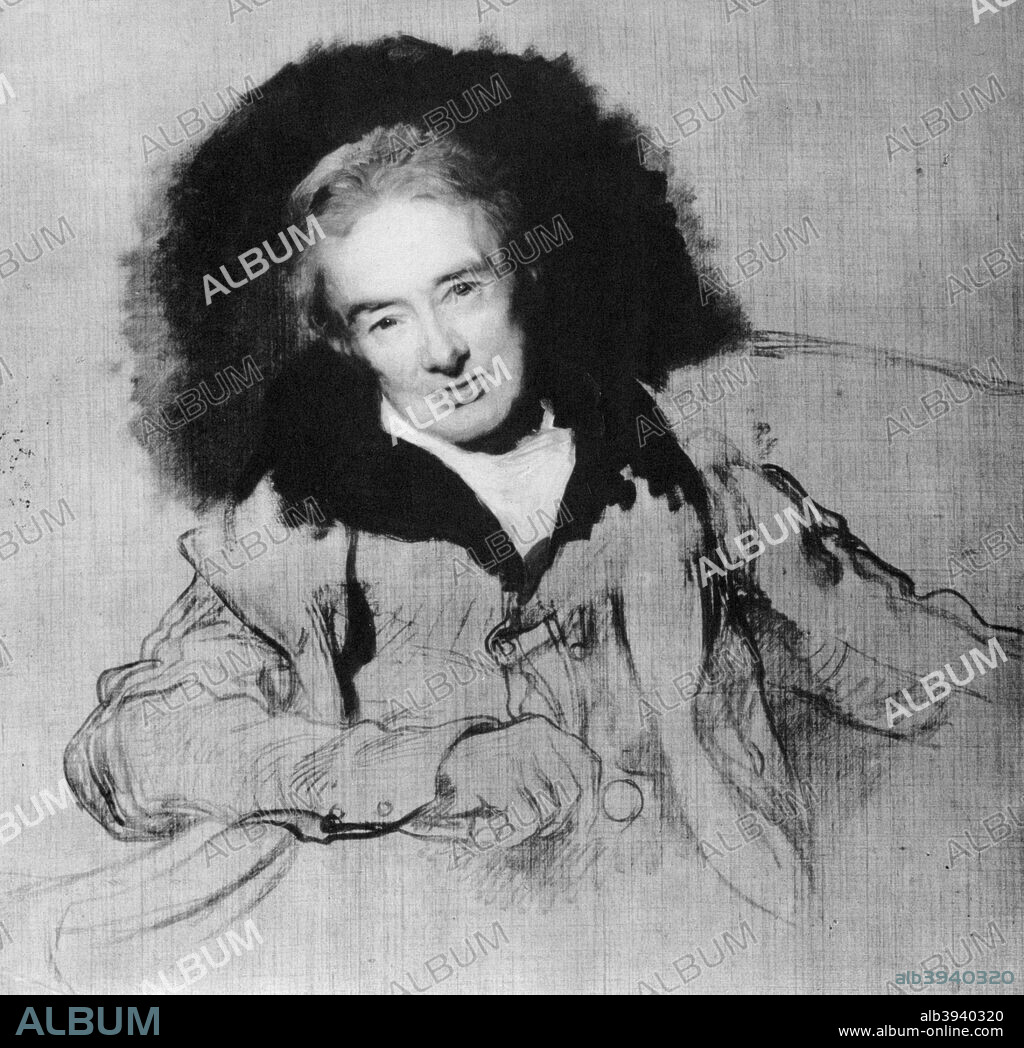 William Wilberforce, English anti-slavery campaigner, 1828 (1965). Entering Parliament in 1780, Wilberforce (1759-1833) campaigned tirelessly for the abolition of slavery. His efforts contributed to a bill being passed in 1807 outlawing slavery in the British West Indies, and in 1833, a month after his death, the Abolition of Slavery Act was passed by Parliament. Wilberforce also campaigned on other issues, including penal reform and help for the destitute. Found in the collection of the National Portrait Gallery, London. A print from The Slave Trade and its Abolition, edited by John Langdon-Davies, Jonathan Cape, London, 1965.