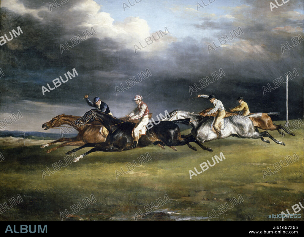 THÉODORE GÉRICAULT. Le Derby D'epsom by Theodore Gericault,  painted image,  (1791-1824).