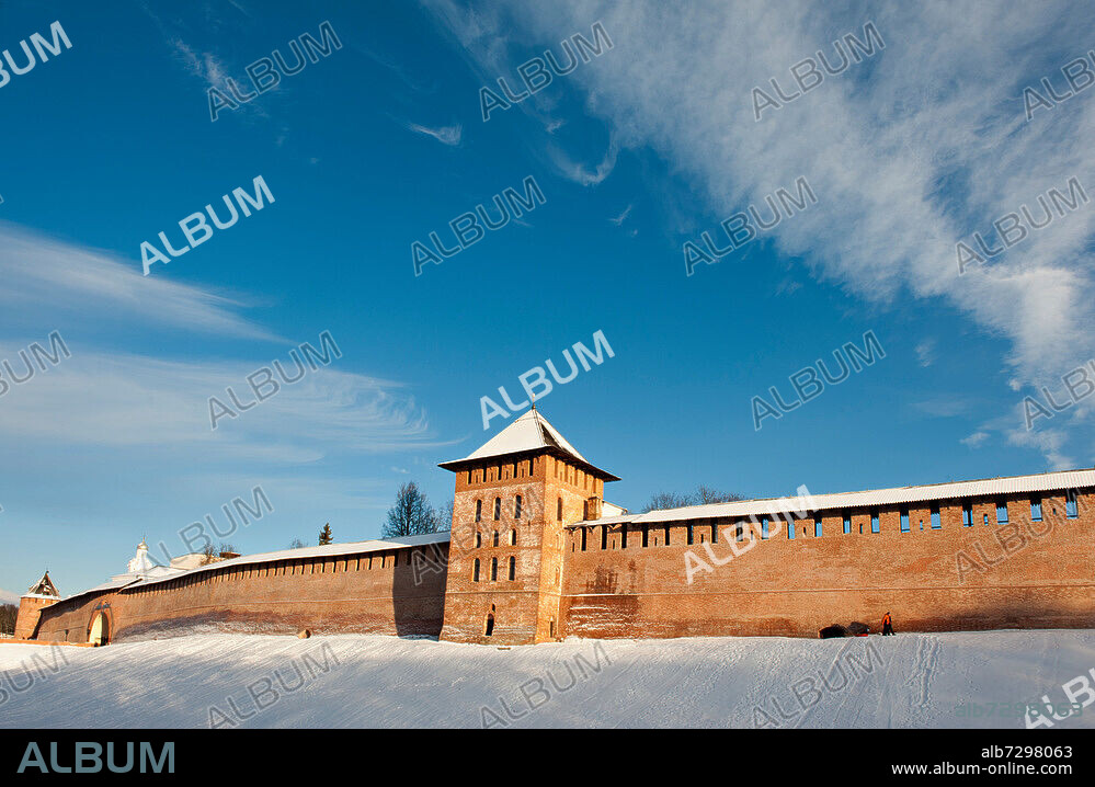 Le Kremlin sous la neige, Novgorod, Russie.