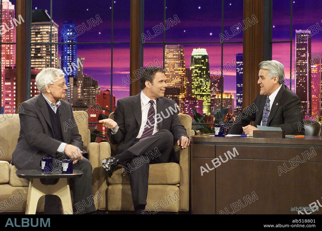 Dec 02, 2004; Hollywood, CA, USA; (l-r) ROGER EBERT, RICHARD ROEPER and JAY LENO on the 'Tonight Show With Jay Leno.'Mandatory Credit: Photo by Margaret Norton/NBC Universal/Entertainment Pictures.(©) Copyright 2004 by Courtesy of NBC. 02/12/2004