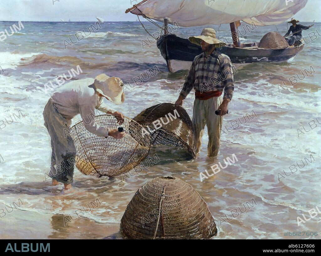 JOAQUIN SOROLLA. 'Pescadores valencianos', 1895, Óleo sobre lienzo, 65 x 87 cm.
