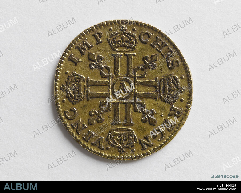 Half gold louis of Louis XIII, 1641, Warin or Varin, Jean (dit Jean II), Engraver in medals, Array, Numismatic, Monnaie, Paris, Diameter: 2 cm, Weight (type dimension): 3.34 g.
