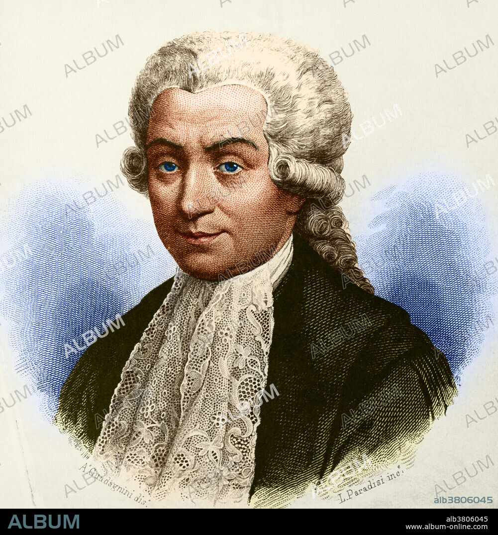 Color enhanced image of Italian physicist Luigi Galvani, (1737-1798) known for his studies in bioelectricity.